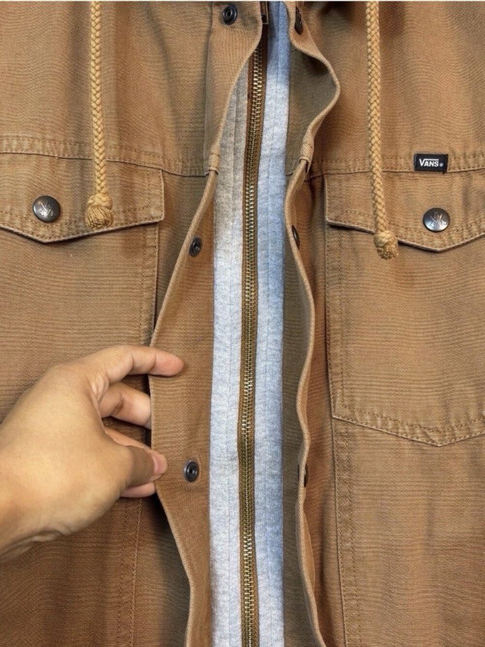 Vans Jacket Men L Barn Chore Flannel Lined Duck Canvas Brown Union - Picture 6 of 8